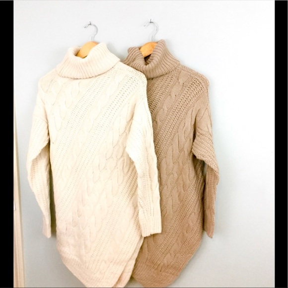 Knit crochet turtleneck sweater in Taupe - Picture 6 of 8